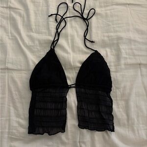 SHEIN Black Sheer Halter Top